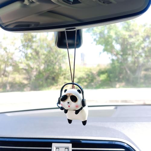 DJ Panda Rearview Mirror Hanging Ornament - Cute Panda Car Decoration, Car Accessory, Interior Decor