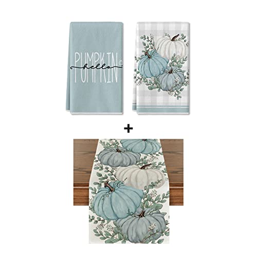 Seasonal Kitchen Table Decor Set - Dish Towels & Table Runner for Indoor Outdoor Use