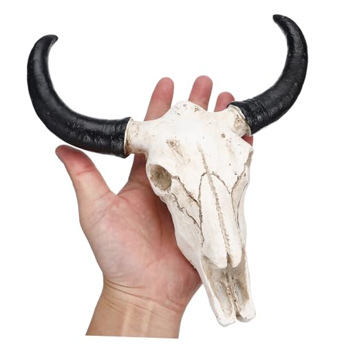 Cow Skull Wall Decor - Resin Horns and Skull Mount for Home Interior