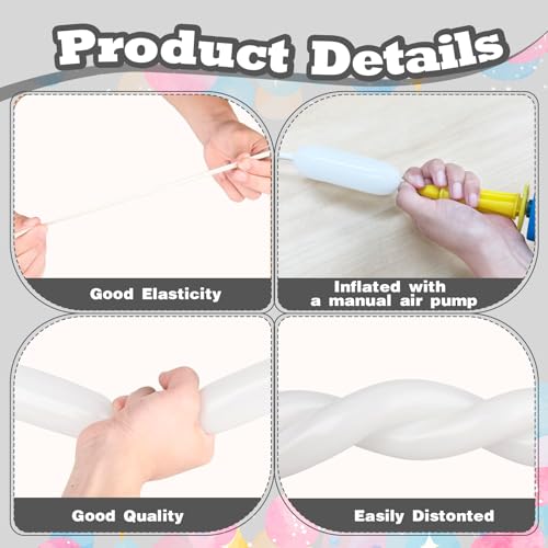 White Long Balloons 100pcs for Animal Shapes Wedding Birthday Decorations