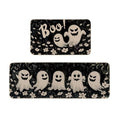 Halloween Ghost Kitchen Rugs Set of 2 - Black, 17x29 & 17x47 Inch