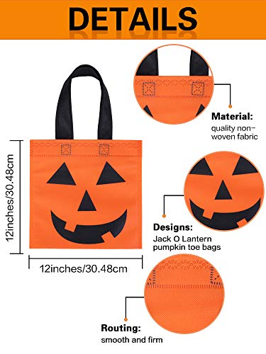 24-Pack Halloween Pumpkin Tote Bags 12 Inch Jack O Lantern Gift Bags for Party & Trick-or-Treating