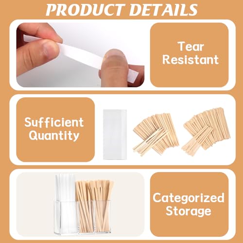 Eyebrow & Body Wax Applicator Sticks and Strips Organizer Kit - 300 Pieces