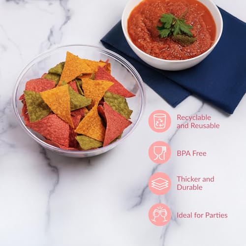 4 Pack Clear Plastic Serving Bowls - 150 Oz Large Round Punch Bowls for Parties & Events