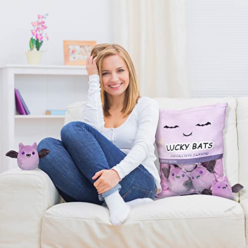 Lucky Bat Plush Toy Set - Purple Removable Stuffed Animal Dolls for Kids & Home Decor - 5 Pack