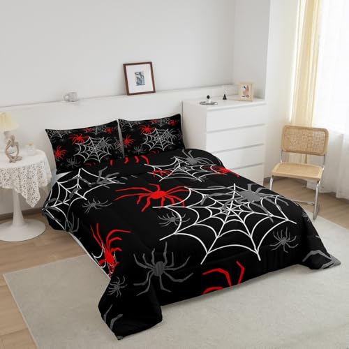 Twin Size Halloween Spider Comforter Set with Pillow Case - Multi 27