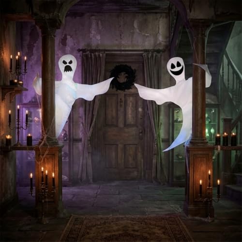 Halloween Hanging Ghost Decorations 2 Pack - Bendable Outdoor Yard Tree Wraps