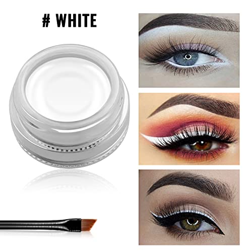 White Gel Eyeliner Waterproof Cream Eyeliner Gel Pot - 04 White with 2 Brushes
