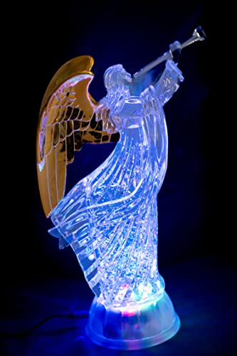 12-Inch LED Angel Trumpet Statue Decor - Christmas & Holiday Figurine with Lights