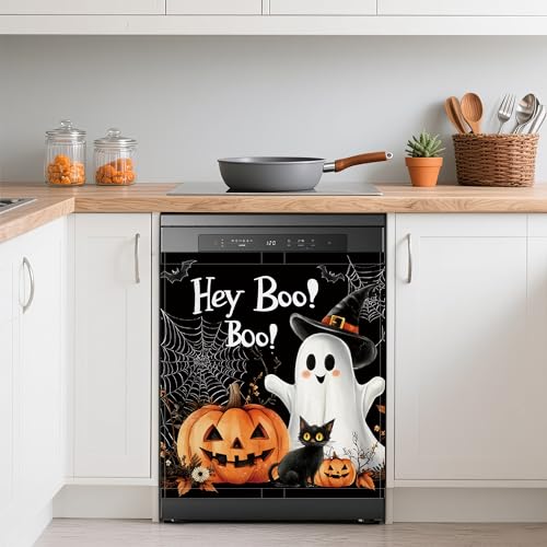 Cute Ghost Magnetic Dishwasher Cover for Kitchen Decor - 23x26 Inch