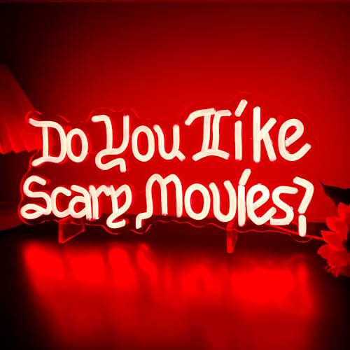 Scary Movie Neon Sign LED Light Red 17x6 Inches Halloween Decor