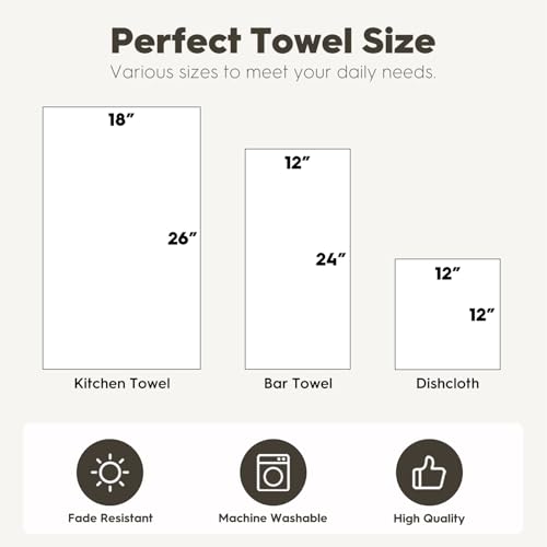 Microfiber Kitchen Towels Set of 2 - Black Polka Dot Pumpkin Design, 12x24 Inches, Quick Dry