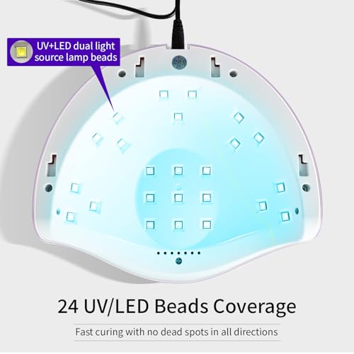UV LED Nail Lamp for Gel Polish - Automatic Sensor & 4 Timer Settings - Purple