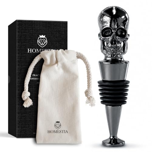 Black Gothic Skull Wine Stopper - Reusable Bottle Saver & Decor