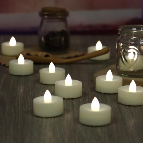 Battery Operated Flameless Votive Candles LED Tea Lights - White Light 12 PCS, 1.5" Dia, 1.2" H