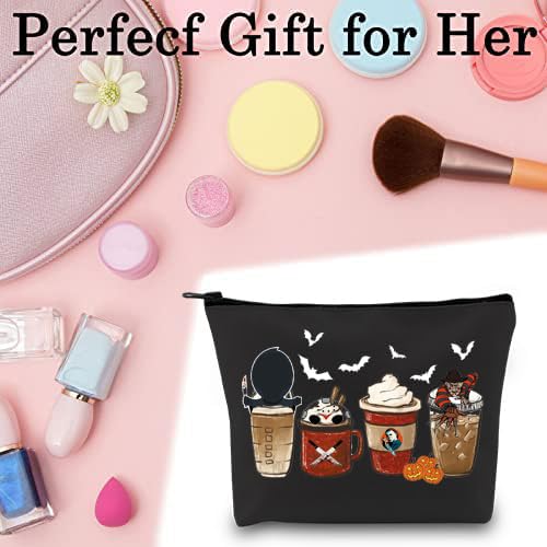 Halloween Horror Coffee Makeup Bag with Pumpkin - Spooky October Gift - 3 Pumpkin Variation