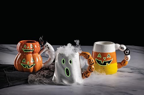 Halloween Candy Corn Glow in the Dark Mug - Hand-Painted Ceramic, 13 oz - Variation of Candy Corn