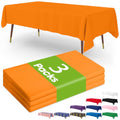 Disposable Orange Rectangular Table Cloth - 54x108 Inches, 3 Pack