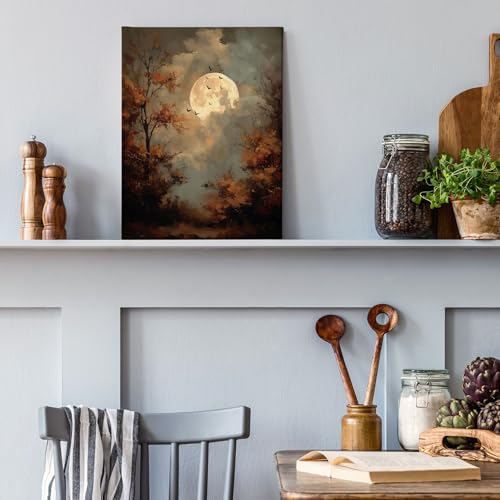 Halloween Spooky Full Moon Forest Wall Art Canvas - 11x14 Variation B