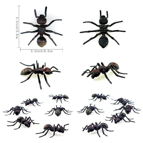 Realistic Fake Ants Party Decorations - 12 Plastic Insects for Halloween & Pranks