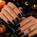 Short Squoval Press-On Nails - Solid Black, 30Pcs, 15 Sizes, Variation: Short Square Round Black