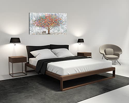 Colorful Tree Wall Art Canvas Prints - 48x24 Inch Modern Landscape Artwork for Living Room Bedroom Office - Variation of Colorful Tree