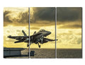 Aviation Wall Art Canvas Prints - 3 Panel Military Airplane Decor, 28x14 in Each, Modern Home & Office Decor Variation of Artwork-22