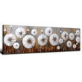 Dandelion Wall Art Canvas - Rustic Farmhouse Floral Decor 48"L x 14"W - White Flower