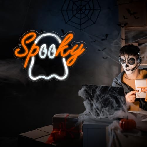 Halloween Neon Sign LED Ghost Wall Decor Spooky Light USB Powered