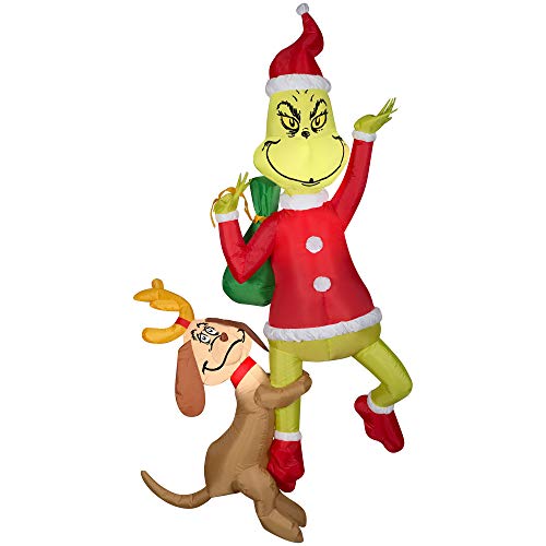 6ft Inflatable Hanging Grinch with Max Christmas Decoration Airblown