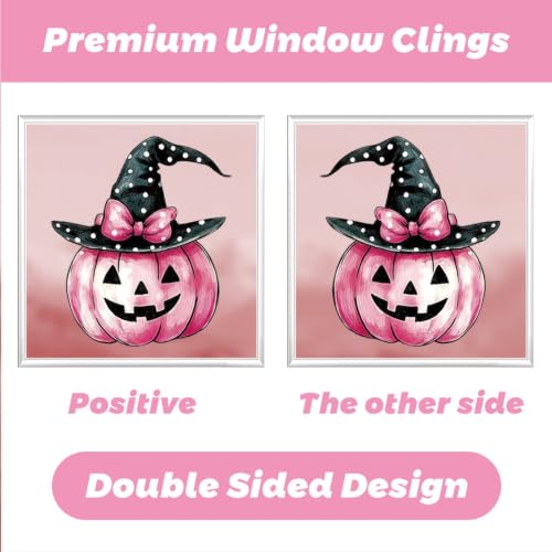Halloween Window Clings - 73PCS Pink Ghost Pumpkin Bat Reusable Stickers - Halloween-C