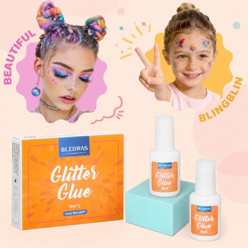 Body Glue for Glitter Tattoos 2 Pack - Safe, Non-Irritating, Easy to Use