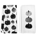 Black Fall Pumpkin Kitchen Towels & Dishcloths Set of 2 - Halloween Autumn Decor