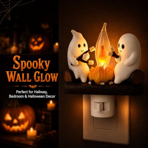 Halloween Ghost Night Light - Flickering Flame Plug-in Decor - Yellow 2