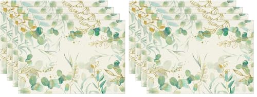 Eucalyptus Summer Placemat Set - 12 x 18 Inch Rectangular Beige Pack of 4