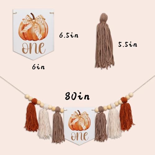 Our Little Pumpkin Is One Highchair Banner - Orange Fall Birthday Decor