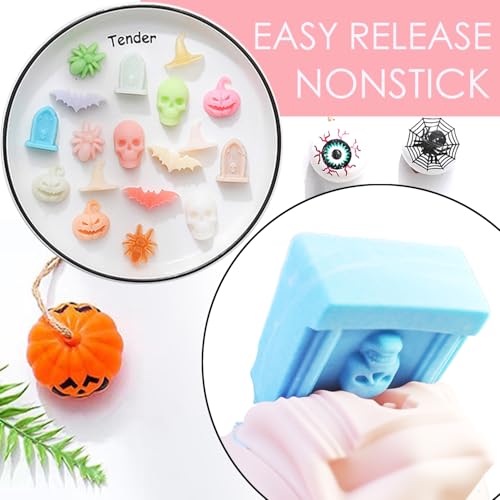 Halloween Silicone Mold Set for Chocolate Gummy Candy Soap and Wax Melts - 3 Pcs