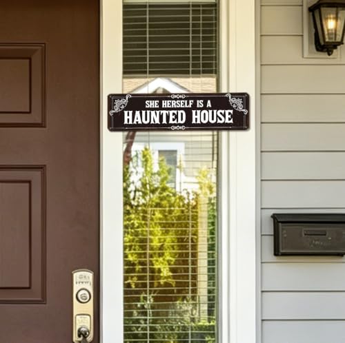 Gothic Halloween Metal Tin Sign - Spooky Witchy Home Wall Decor - House