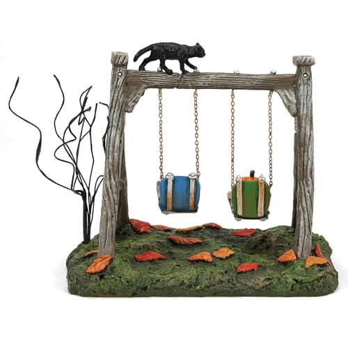 Halloween Village Figurine Spooky Swingset - 4.25 Inch, Multicolor