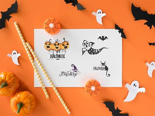 Halloween Clear Stamps for Card Making Ghost Pumpkins Bats & Words - Halloween Words Variation