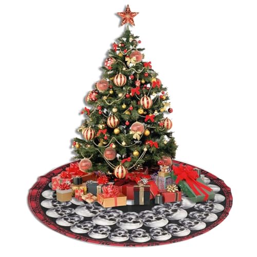 Halloween Skull Christmas Tree Skirt - Medium 36 Inch Farmhouse Holiday Decor