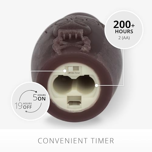 Flameless Poison Bottle Candle - Dark Chocolate Wax with Moving Flame & Timer, Halloween Decor, Chocolate Torte Variation