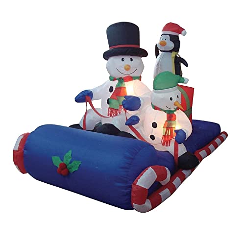 Christmas Inflatable Decorations Bundle - Santa, Reindeer & Snowman with Lights