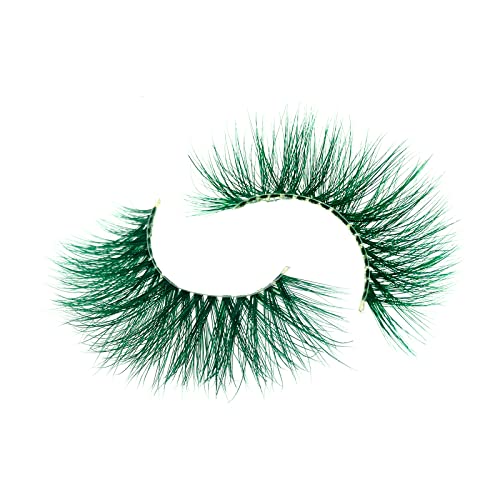 Green 20mm Mink False Eyelashes - Cruelty-Free, Reusable Dramatic Lashes - Elf Variation
