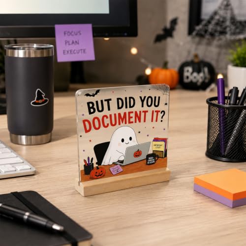 Halloween Desk Sign for Office - Funny Coworker Gift - Clear Variation