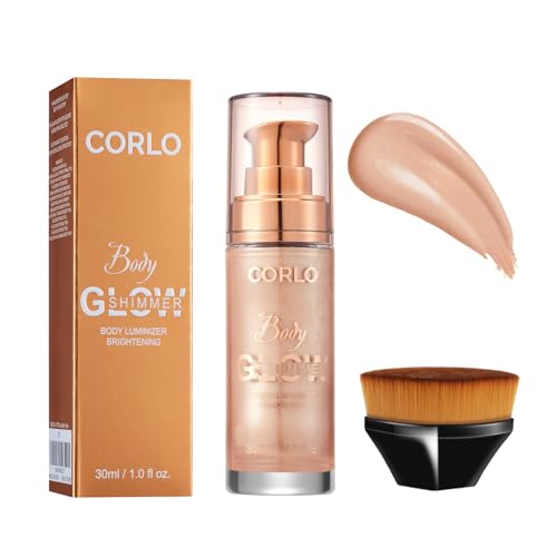Corlo Rose Gold Body Shimmer Oil 1.05 Fl Oz Liquid Glitter Highlight for Face & Body