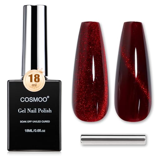 Wine Red Cat Eye Gel Polish - Magnetic Glitter Nail Lacquer with Magnet, 0.6 Fl Oz - Variation: Wine Red / 0.6 Fl Oz