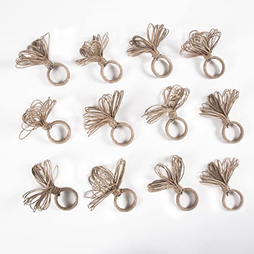 Natural Jute Napkin Ring Set of 12 - Elegant Farmhouse Table Decor, Holiday & Wedding