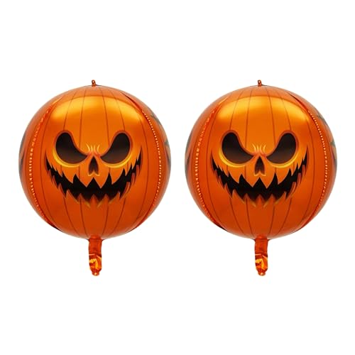 Halloween Pumpkin Foil Balloons Set - 2pcs 22 Inch Jack-O-Lantern Spherical Decorations