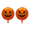 Halloween Pumpkin Foil Balloons Set - 2pcs 22 Inch Jack-O-Lantern Spherical Decorations